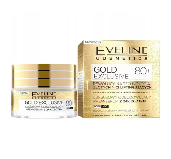 Eveline Cosmetics Gold Exclusive 80 odbudowujący krem-serum z 24 K złotem 50 ml