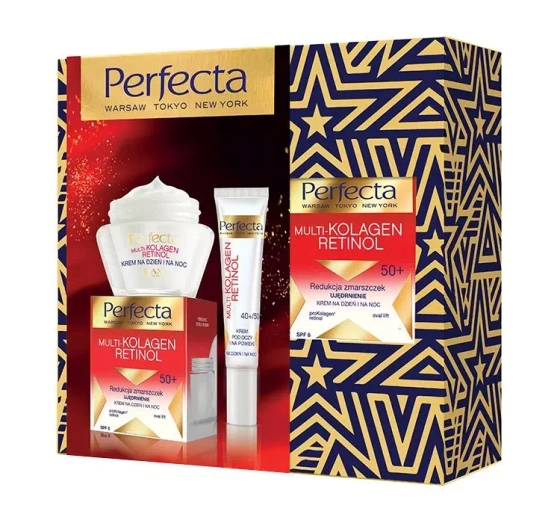 PERFECTA MULTI-KOLAGEN RETINOL ZESTAW DO PIELĘGNACJI TWARZY 50 KREM NA DZIEŃ I NOC KREM POD OCZY