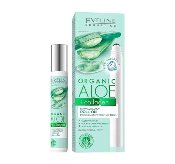 Eveline Cosmetics Organic Aloe Collagen nawilżający roll-on modelujący kontur oczu 15 ml
