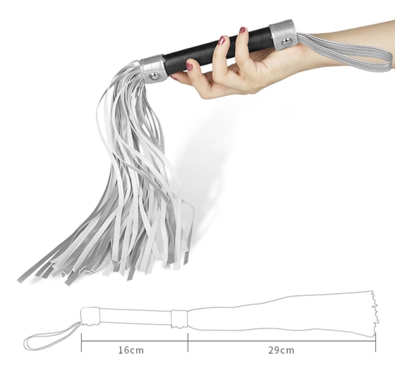 Lovetoy Struggle My Flogger bicz ze skóry ekologicznej Srebrny