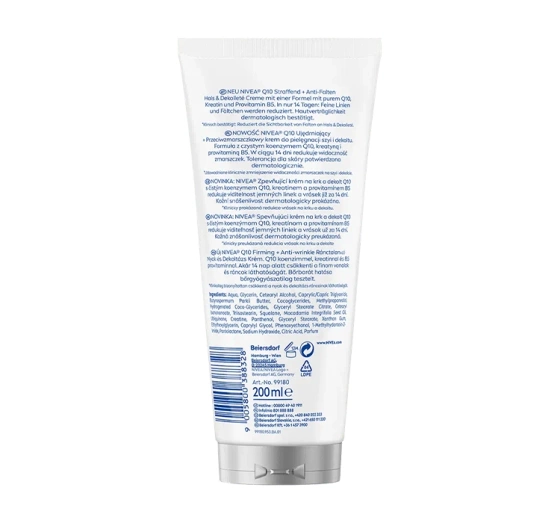 NIVEA Q10 Ujędrniający Przeciwzmarszczkowy krem do pielęgnacji szyi i dekoltu 200 ml