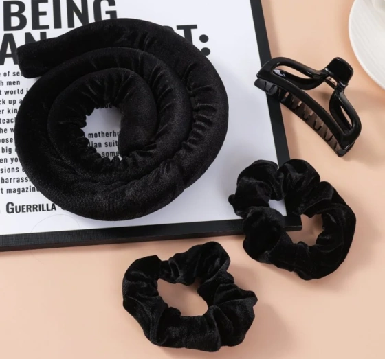 Sister Young Lisa zestaw do kręcenia włosów wałek 2 scrunchie klips Black