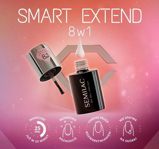 Semilac Smart Extend 8 in1 kolorowa baza hybrydowa 809 Tender Pink 7 ml