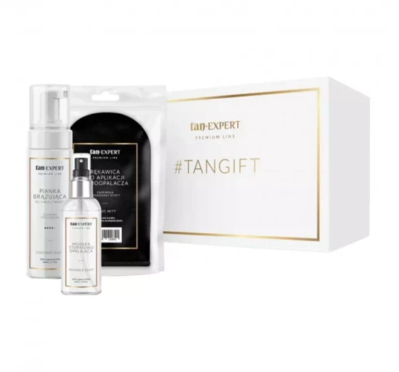 TANEXPERT PREMIUM LINE TANGIFT ZESTAW KOSMETYKÓW SAMOOPALAJĄCYCH PIANKA MGIEŁKA RĘKAWICA
