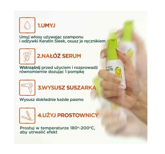 Garnier Fructis Keratin Sleek serum do włosów suchych i puszących się 50 ml