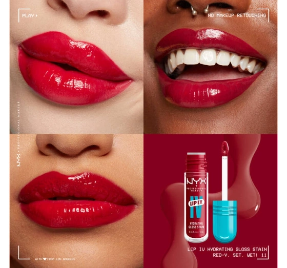 NYX Professional Makeup Lip IV Hydrating Gloss Serum błyszczyk do ust 11 Red-Y. Set. Wet! 5 ml