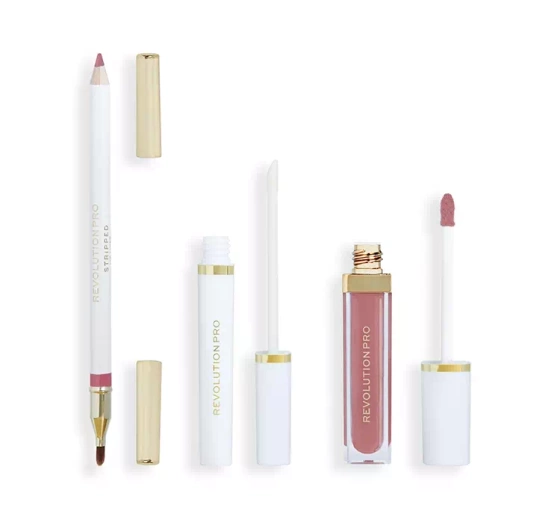 Revolution Pro Iconic zestaw do ust konturówka szminka topper Stripped