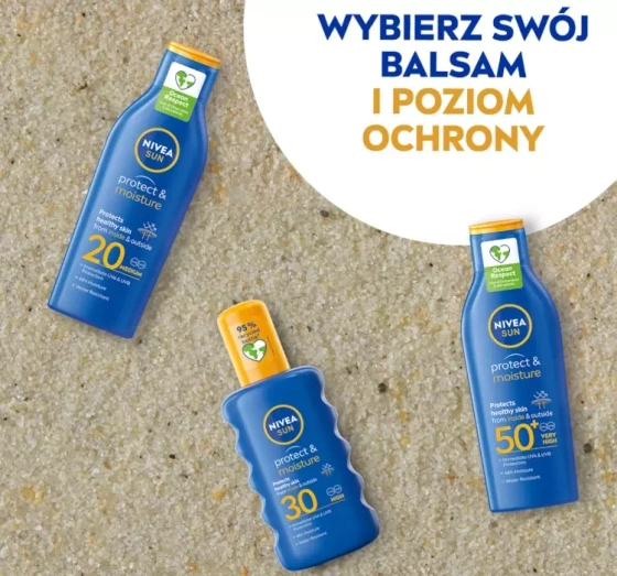 NIVEA SUN Protect&Moisture przeciwsłoneczny balsam ochronny w sprayu SPF20 200 ml