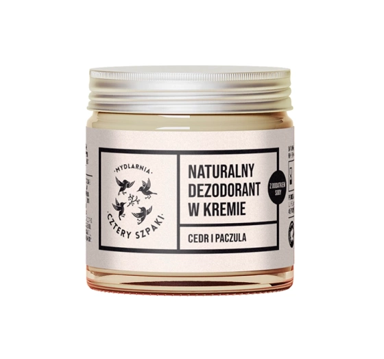 Mydlarnia Cztery Szpaki naturalny dezodorant w kremie z dodatkiem sody Cedr i Paczula 60ml