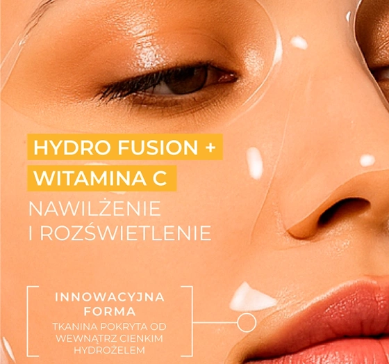 L'Biotica PGA Hydro Fusion Witamina C nawilżająco-rozświetlająca maska hydrożelowa do twarzy 1 sztuka