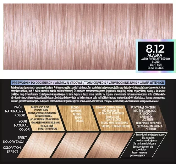 L'Oréal Paris Preference Cool Blondes farba do włosów 8.12 Alaska Jasny Popielaty Beżowy Blond